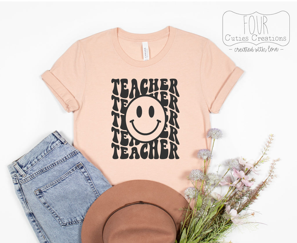Retro Teacher Smiley Face Tee