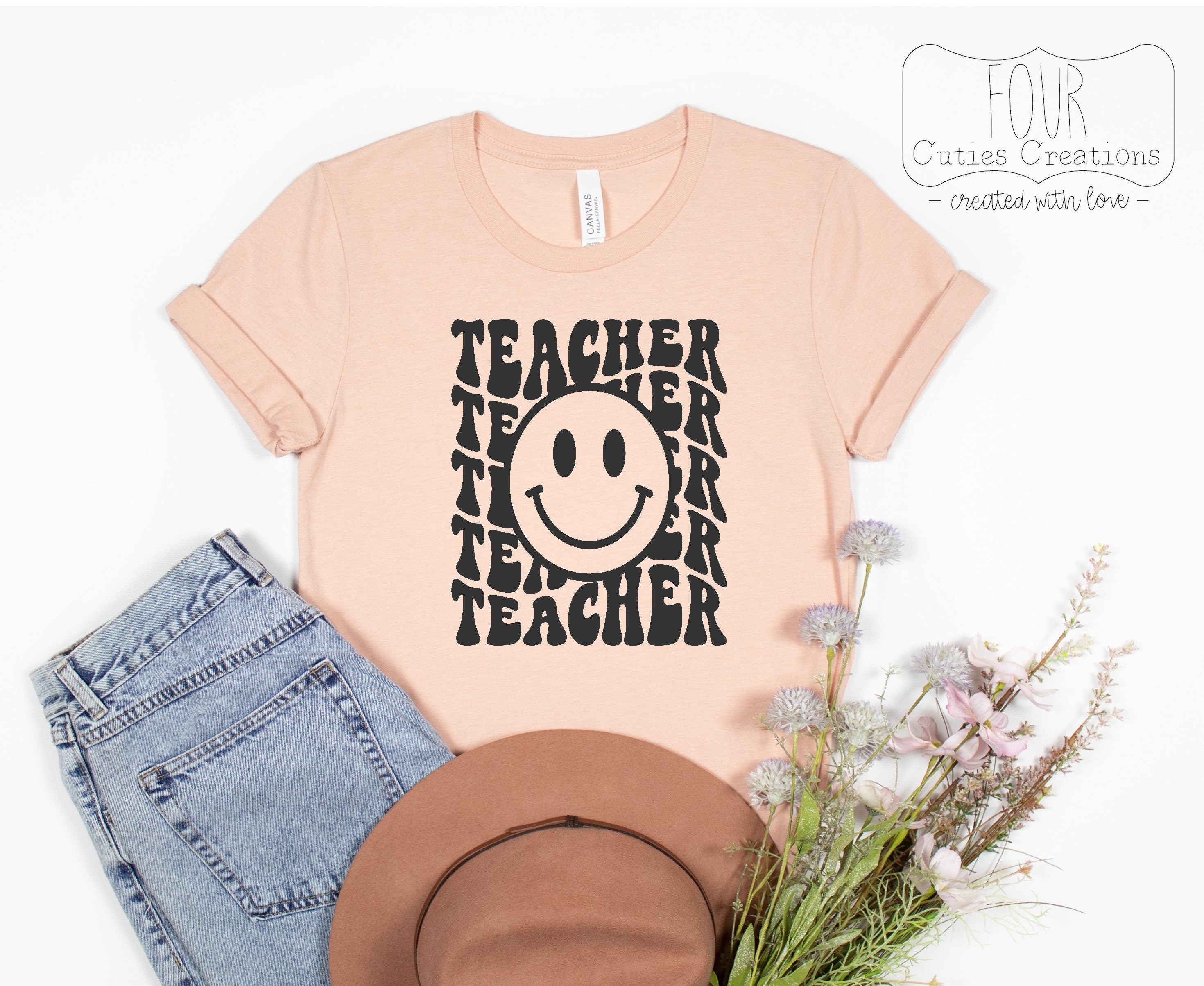 Retro Teacher Smiley Face Tee