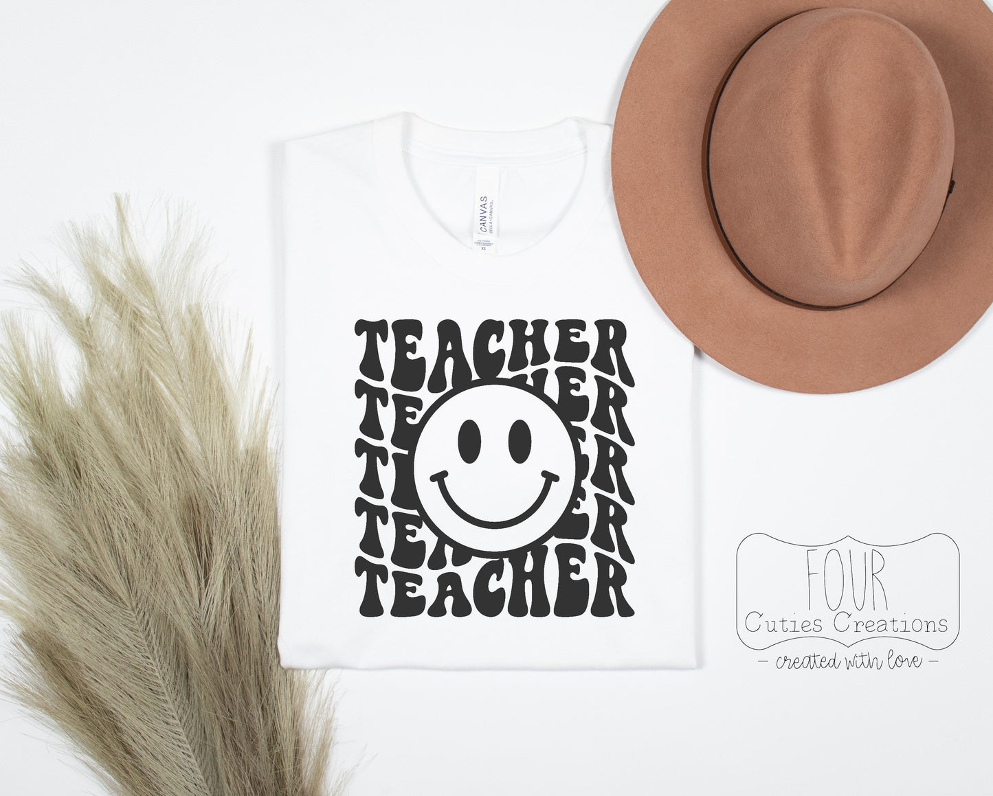 Retro Teacher Smiley Face Tee