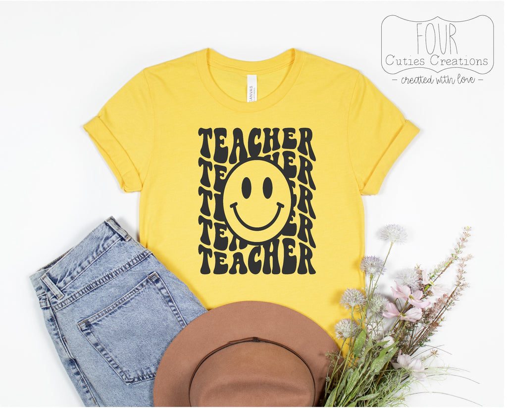 Retro Teacher Smiley Face Tee