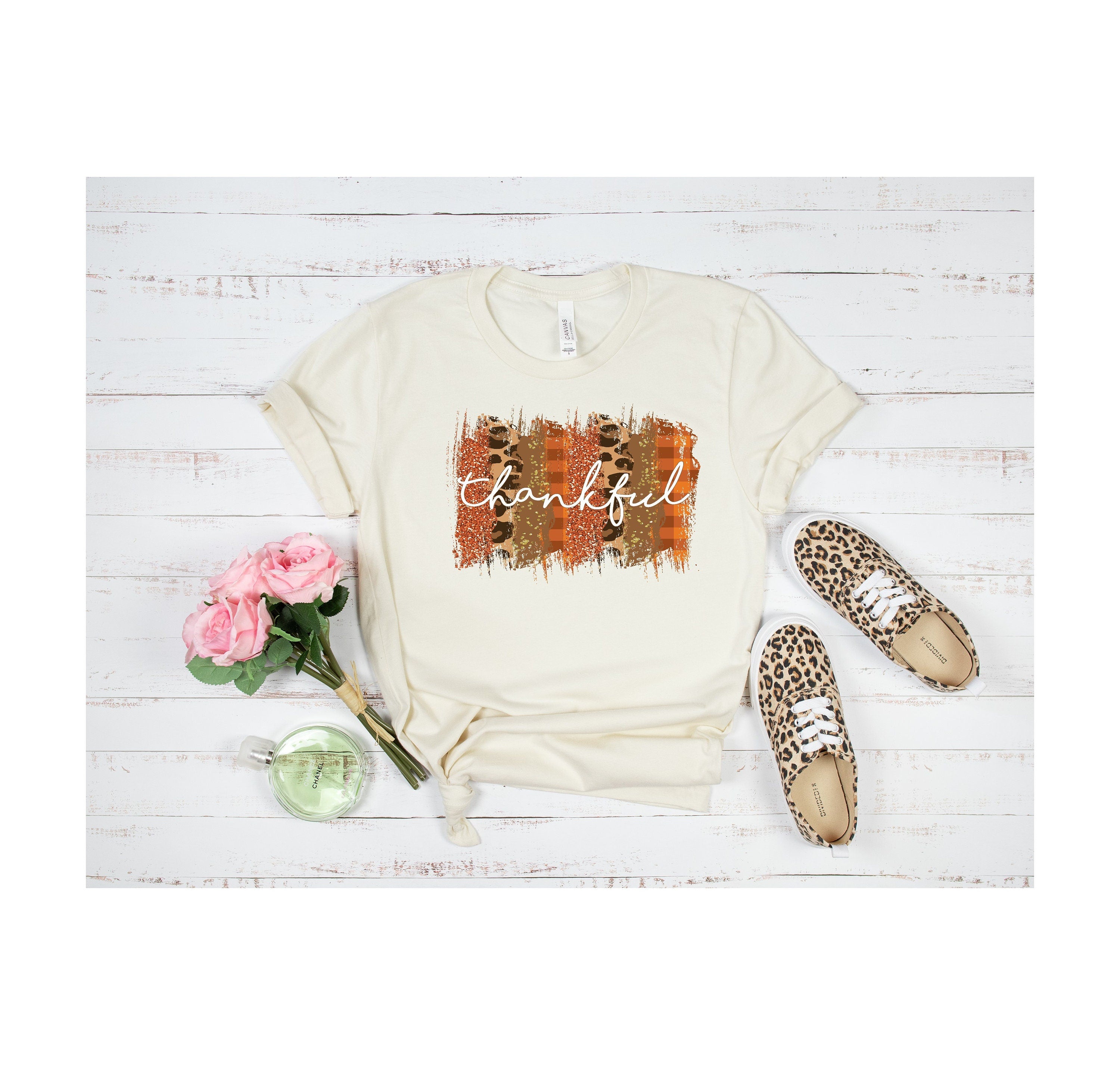 Thankful Leopard Fall Brushstroke Tee