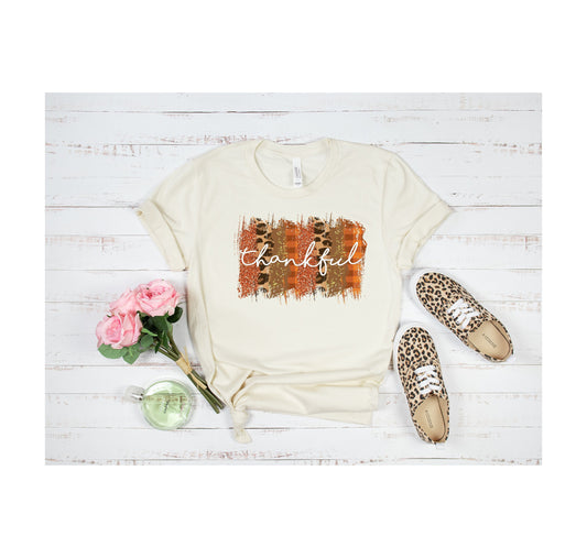 Thankful Leopard Fall Brushstroke Tee