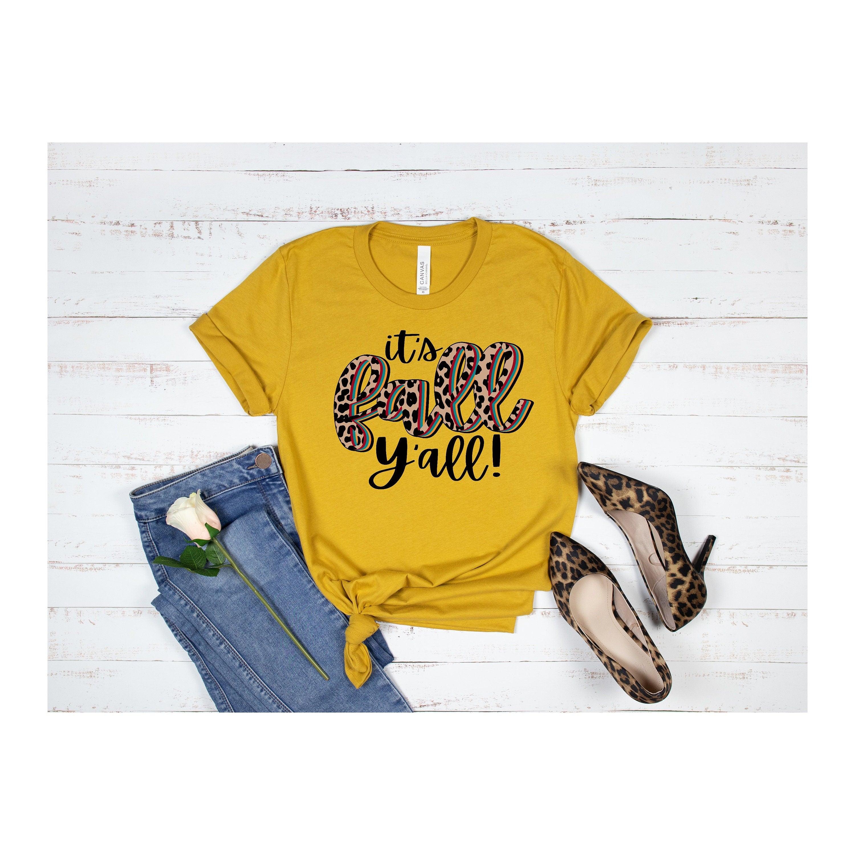 It's Fall Y'all Leopard Design Tee