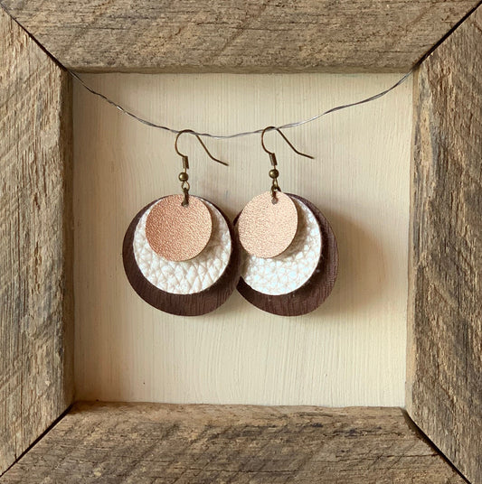 circle layered faux leather earring