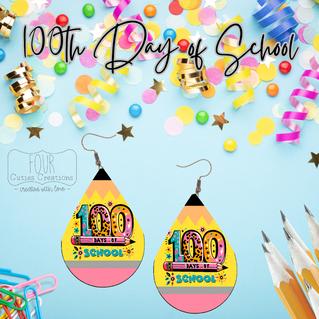 100th Day of School Pencil Earrings